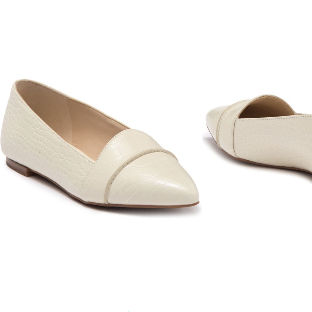 Brand New, Cole Haan, Ellora Croc Embossed white flat